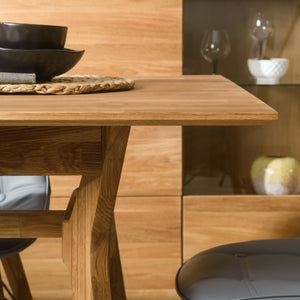 NordicStory Mesa de jantar extensível em madeira maciça de carvalho