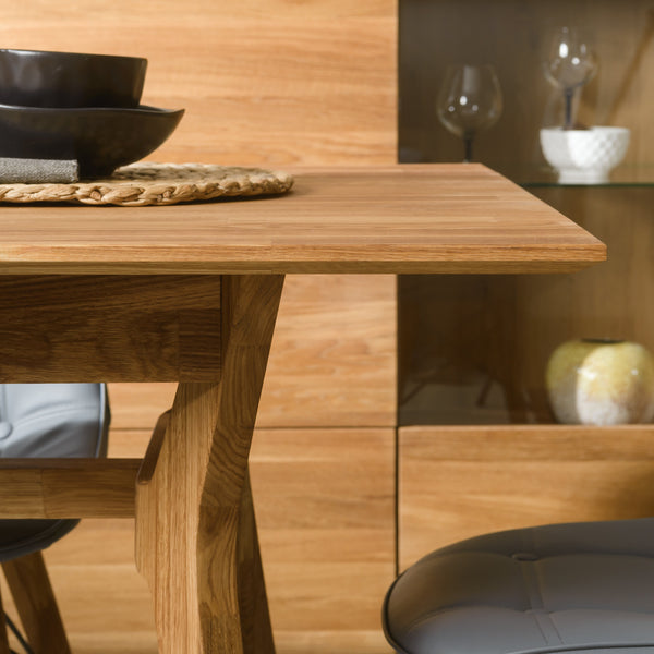 NordicStory Mesa de jantar extensível em madeira maciça de carvalho