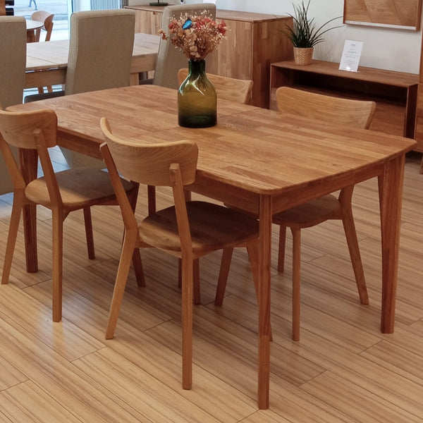 NordicStory Mesa de jantar extensível em madeira maciça de carvalho