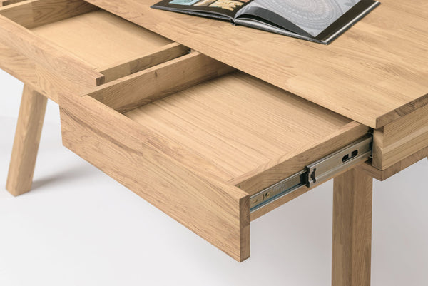 NordicStory Desk Einstein 2 140 x 55 x 106 cm. Madeira Sólida de Carvalho Natural Escandinavo