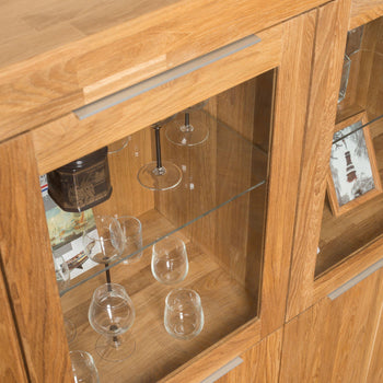 NordicStory NordicStory Gabinete de exposição NordicStory Scandinavian Oak Solid Wood Glass Living Room