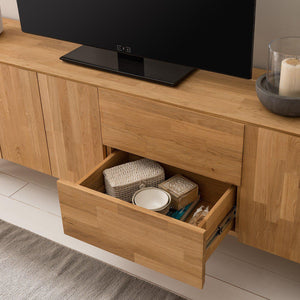 NordicStory TV stand madeira maciça de carvalho desenho industrial escandinavo 