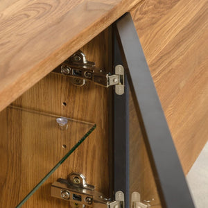 Suporte de TV NordicStory de carvalho maciço com pernas de metal preto Moritz