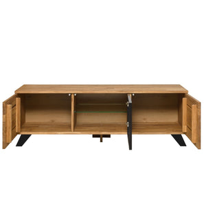 Suporte de TV NordicStory de carvalho maciço com pernas de metal preto Moritz