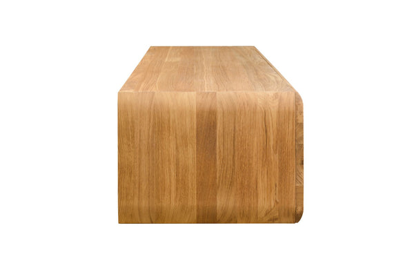 NordicStory Suporte de TV flutuante de carvalho maciço, mesa de consola de TV montada na parede