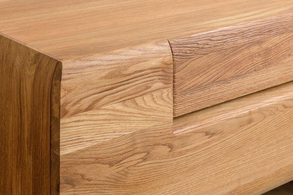 NordicStory Suporte de TV flutuante de carvalho maciço, mesa de consola de TV montada na parede