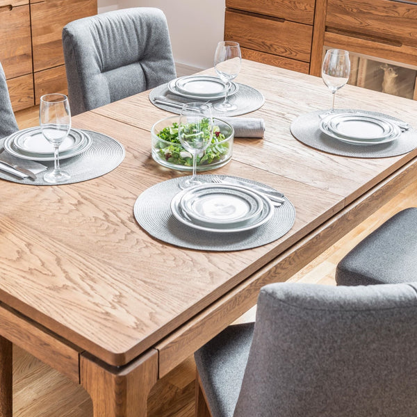 NordicStory Mesa de jantar extensível em madeira maciça de carvalho