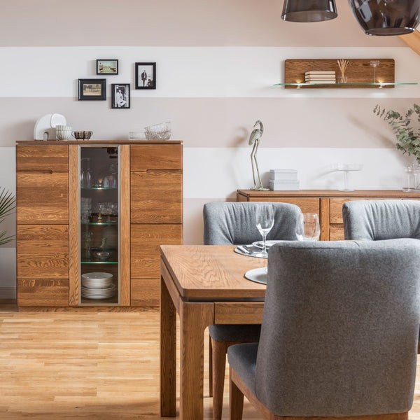 NordicStory Mesa de jantar extensível em madeira maciça de carvalho