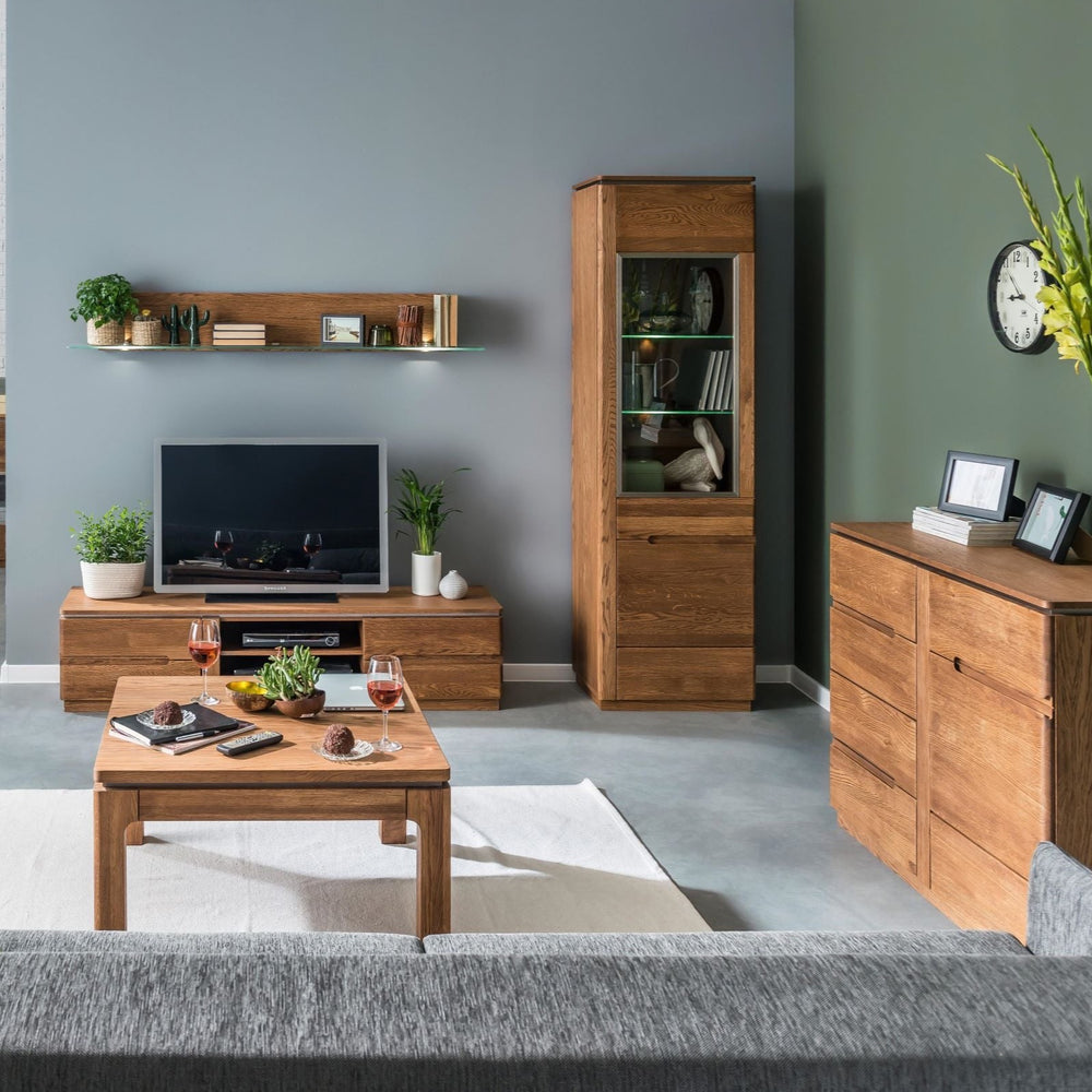 LoftStory Armário expositor de madeira de carvalho