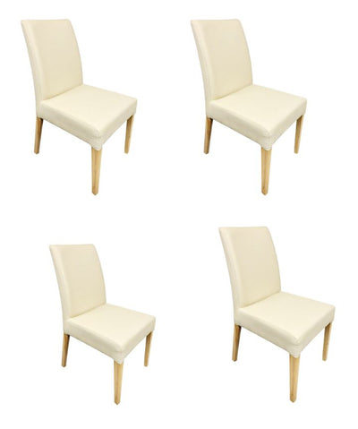 Produtos NordicStory Pack de 4 Cadeiras de Jantar Málaga, Estrutura em carvalho maciço, Estofos em bege