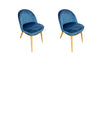 Pacote NordicStory de 2 ou 4 cadeiras de jantar Clear Dining, Estrutura em carvalho maciço, Estofos em Monako Azul