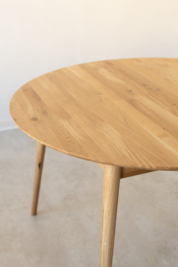NordicStory Mesa de jantar extensível em carvalho maciço Escandi 4 120-155 x 120 x 75 cm.