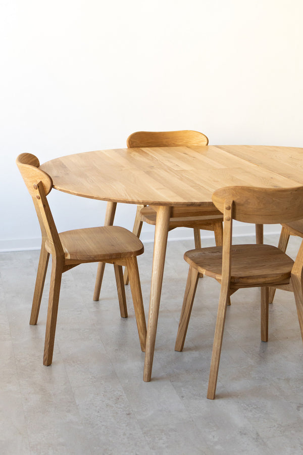 NordicStory Mesa de jantar extensível em carvalho maciço Escandi 4 120-155 x 120 x 75 cm.
