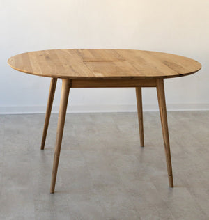 NordicStory Mesa de jantar extensível redonda em carvalho maciço Escandi 3 100-130 x 100 x 75 cm.  Meios 1 de 20