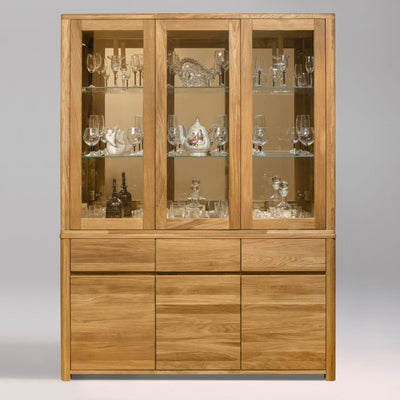 NordicStory Scandinavian Oak Oak Solid Wood Living Room Glass Cabinet 