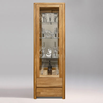NordicStory Gabinete de exposição de vidro com vidro NordicStory Scandinavian Oak Solid Wood Glass 