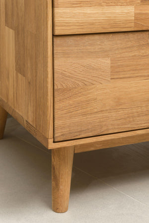 NordicStory Nordic Oak Solid Wood Glass Armário de exposição Nordic Retro 