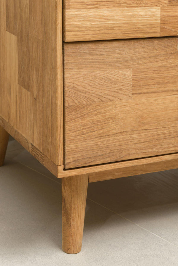 NordicStory Nordic Oak Solid Wood Glass Armário de exposição Nordic Retro 