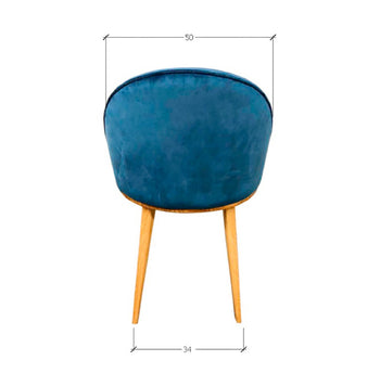 NordicStory Pack de 4 Cadeiras de Jantar Claras, Estrutura em Carvalho Maciço, Estofos em Monako Blue
