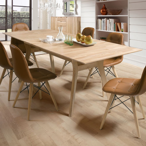 NordicStory Mesa de jantar extensível em madeira maciça de carvalho